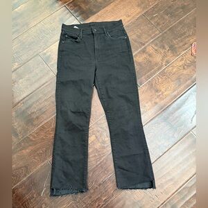 Mother black jeans inside crop step fray size 28